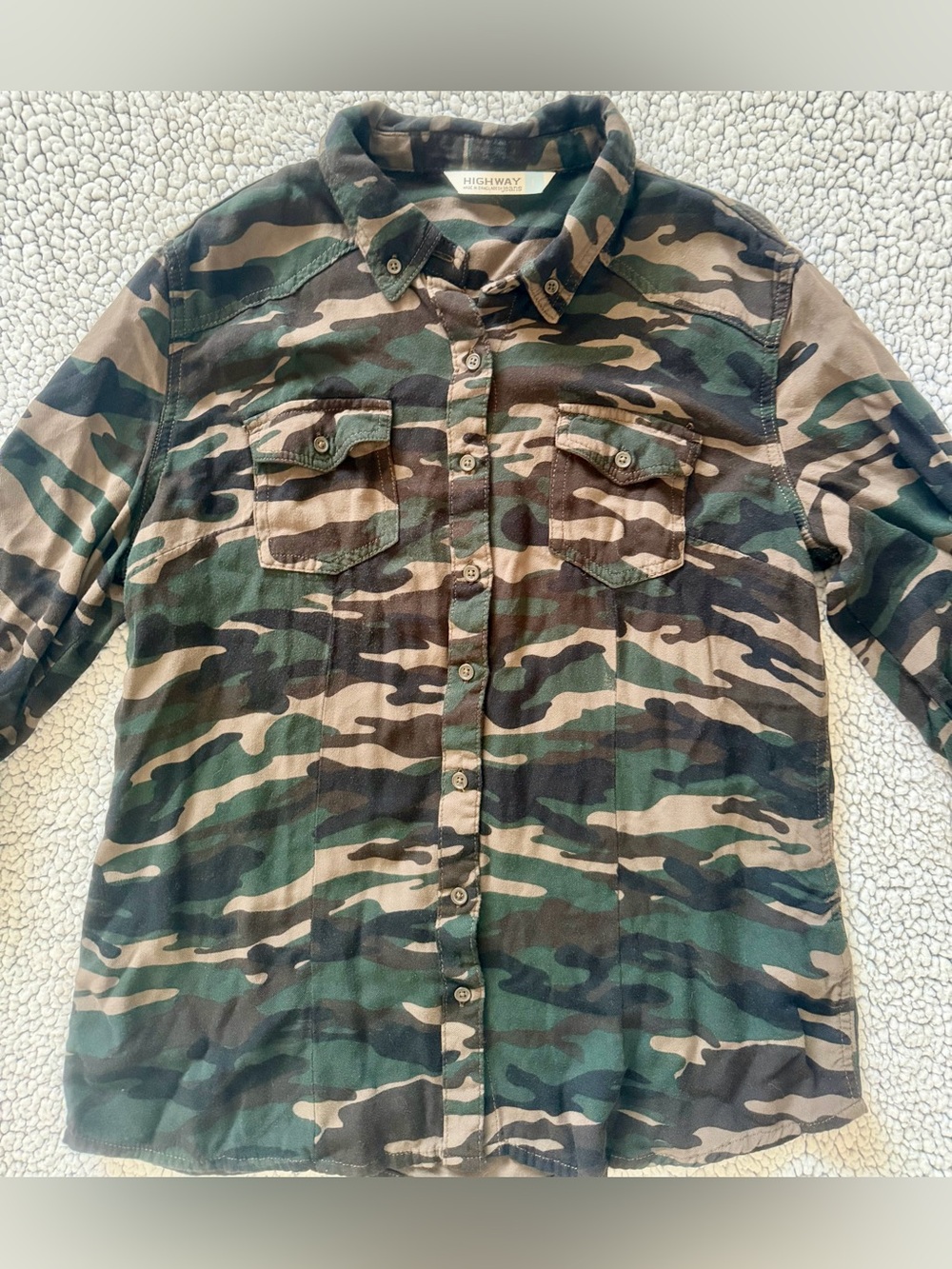 Highway Jeans Camouflage Utility Shirt Jacket - Green & Black Camo